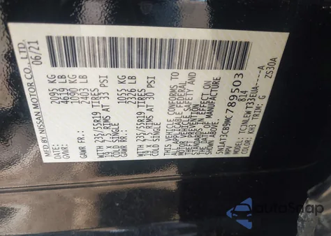 2021 Nissan Rogue Sl Intelligent Awd z USA, uszkodzony, nr VIN 5N1AT3CB9MC789503